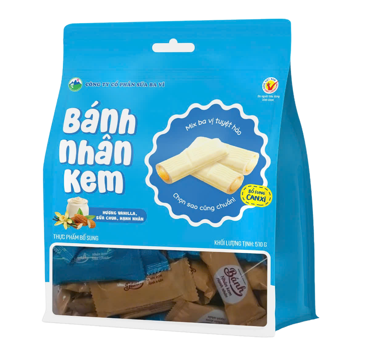 Túi bánh nhân kem trọn bộ 3 vị (510g)