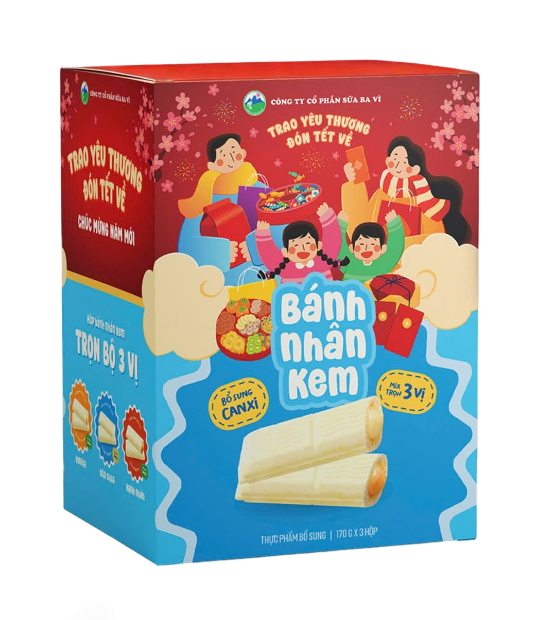 Phiên bản Tết đặc biệt – combo 3 hộp bánh nhân kem 3 vị/xách